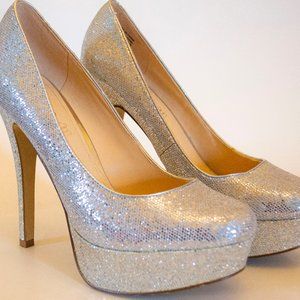 ALDO Silver Glittery Stiletto Pumps